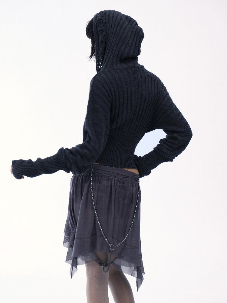 Vintage Hooded Knit Bat Sleeve Top【s0000018486】