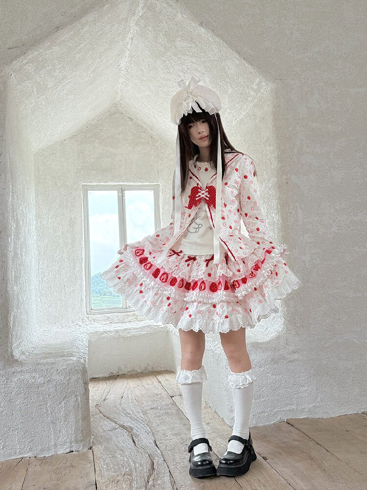 Cake Print Lace Bow Short Skirt【s0000018539】