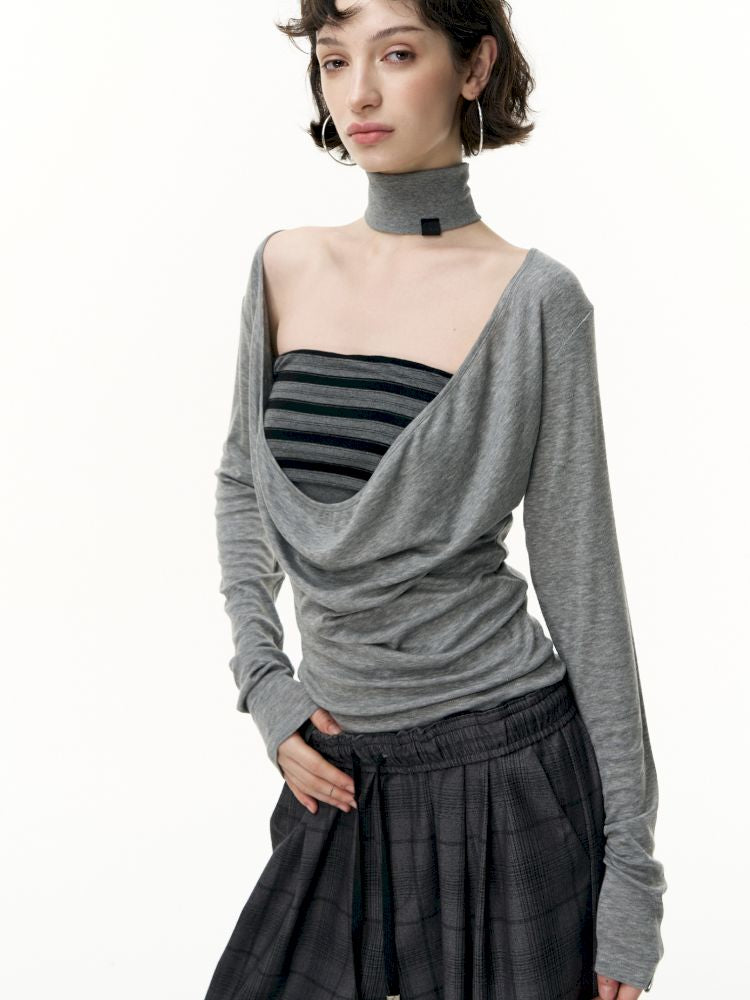 Striped bustier short skirt suit【s0000013740】