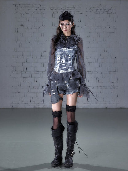 Lace Satin Fake Two Corset【s0000015936】