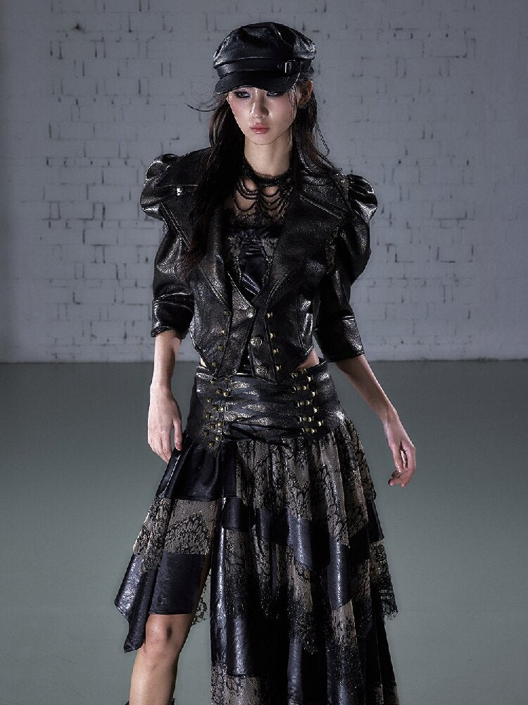 Rock Punk Large Lapel Leather Jacket【s0000015937】