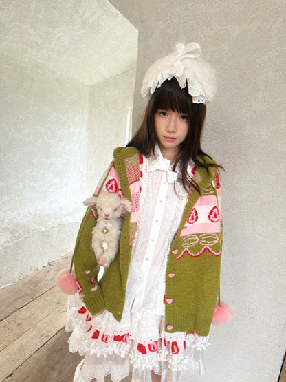 Strawberry Matcha Fair Isle Cardigan【s0000018535】