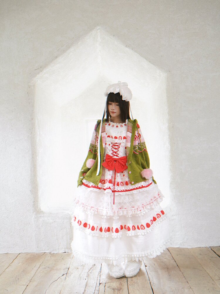 Cake Print Cut-Out Lace Bow Skirt【s0000018542】