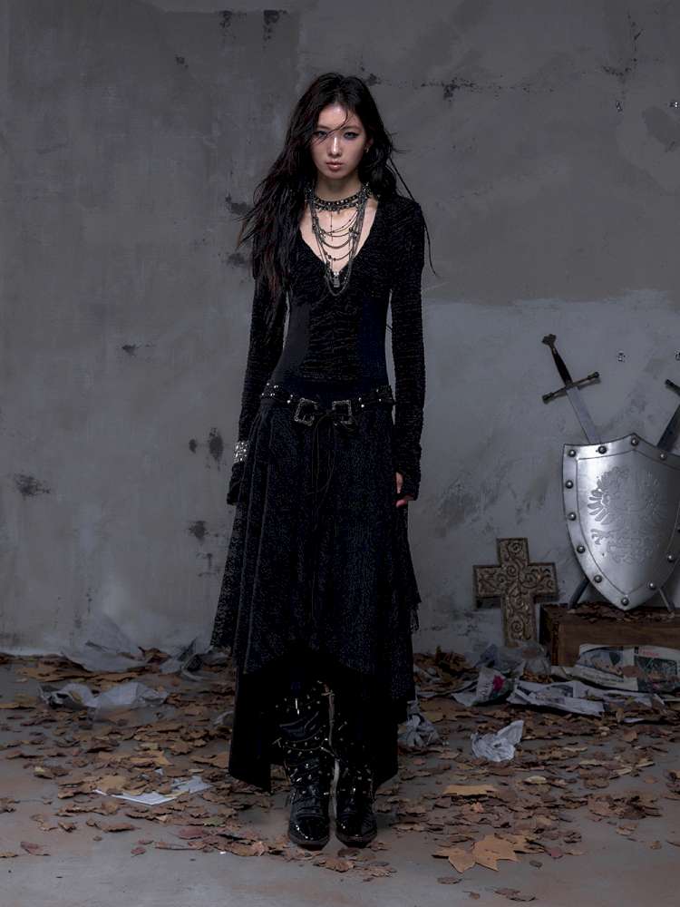 Lace Slimming Patchwork Knit Dress【s0000014467】