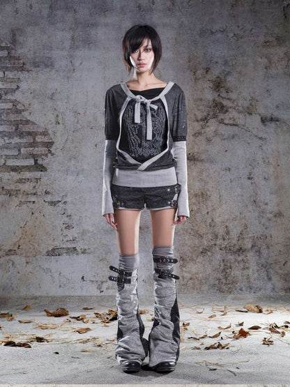 Faux Two-Piece Leggings Low-Rise Shorts【s0000014485】