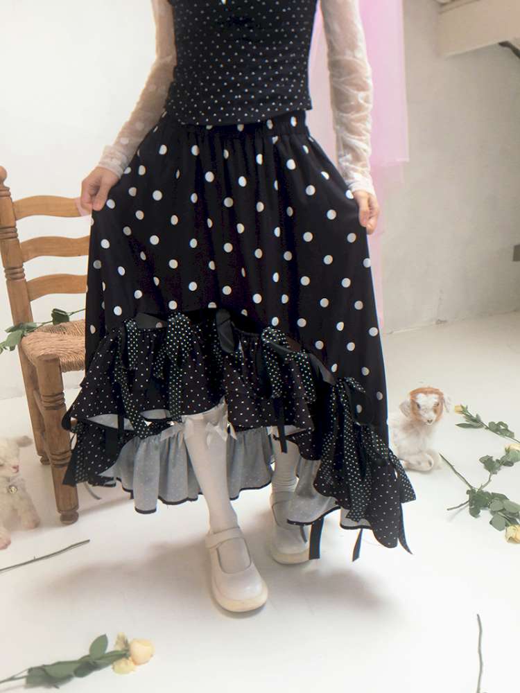 Asymmetric Bow Midi Skirt【s0000014525】