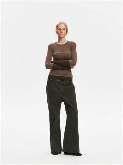 Fake Two-Piece Letter Print Slim Long-Sleeve T-Shirt【s0000014874】