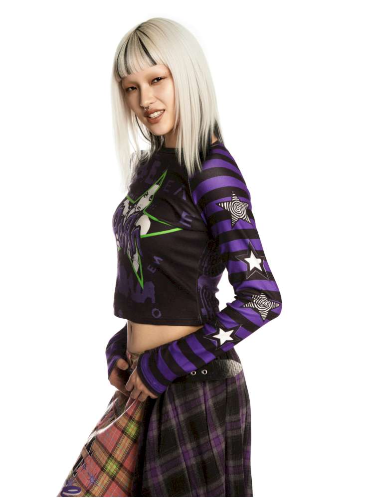 Sweet Cool Y2K Subculture Print Short Top【s0000014907】