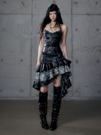 Heavy leather bustier skirt【s0000013467】