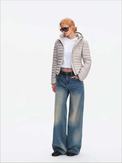 Pork Rib Hooded 90 Down Slim Jacket【s0000014879】