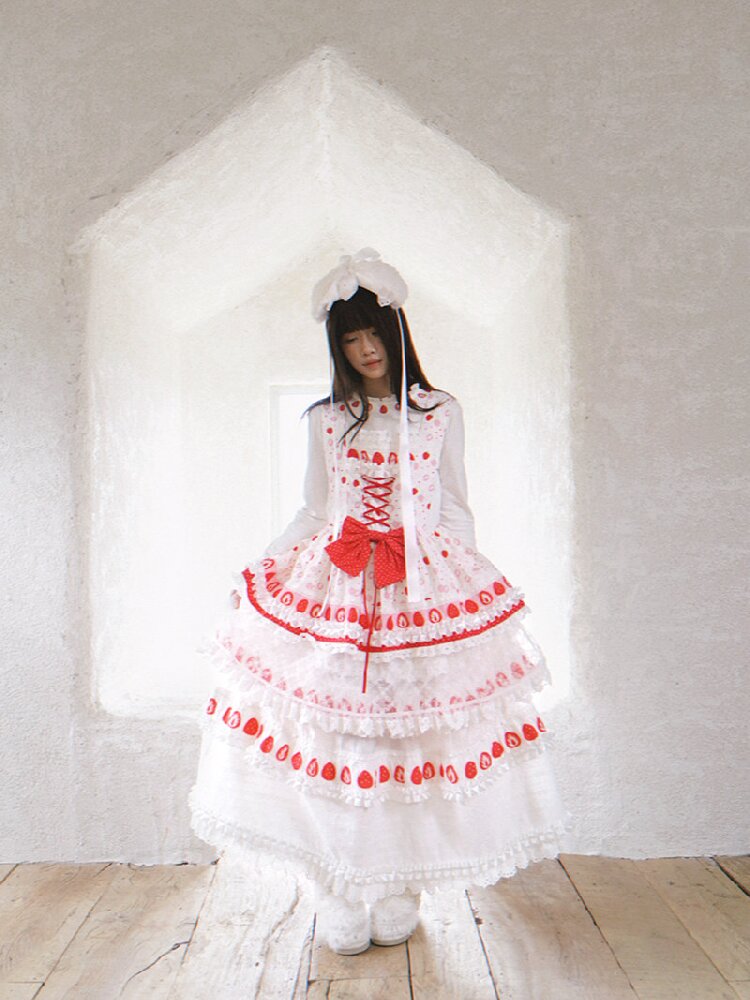 Cake Print Cut-Out Lace Bow Skirt【s0000018542】