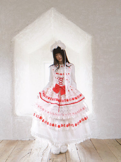 Cake Print Cut-Out Lace Bow Skirt【s0000018542】