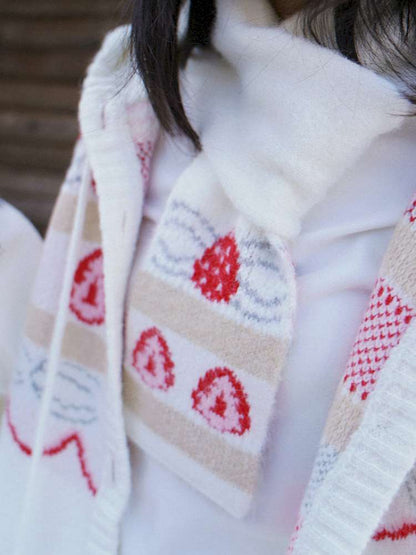 Strawberry Cake Jacquard Knit Scarf【s0000014943】