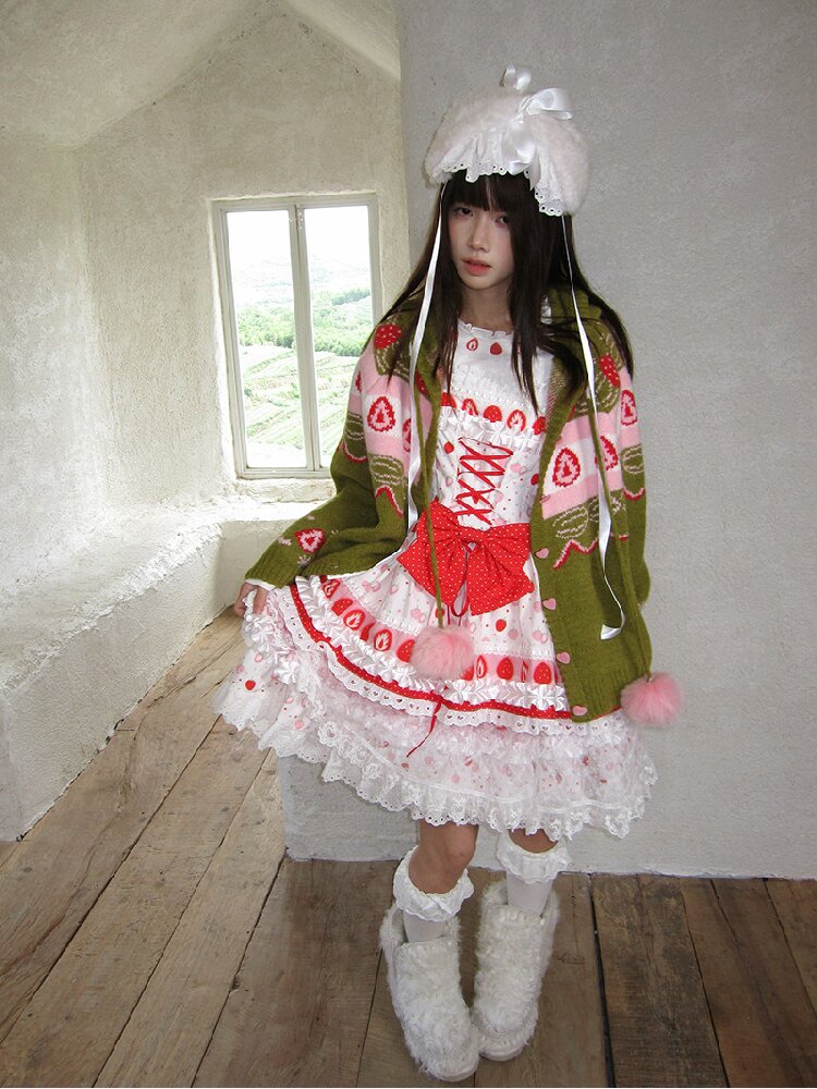 Strawberry Matcha Fair Isle Cardigan【s0000018535】