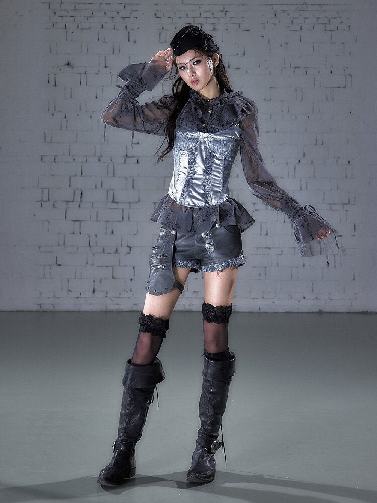 Lace Satin Fake Two Corset【s0000015936】