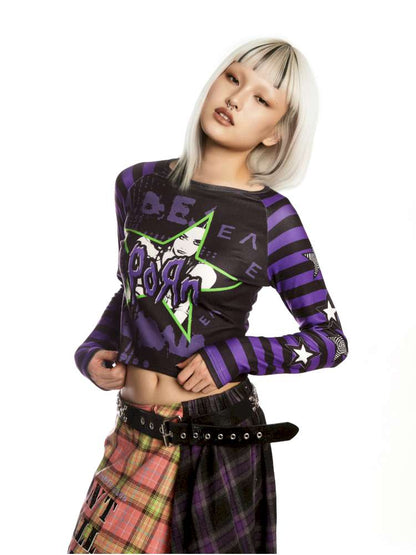 Sweet Cool Y2K Subculture Print Short Top【s0000014907】