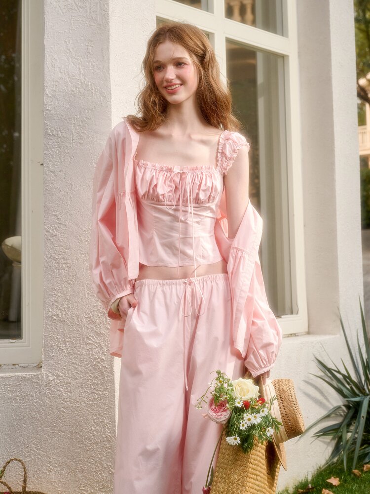 Pink Cotton Embroidered Shirt Dress【s0000015620】