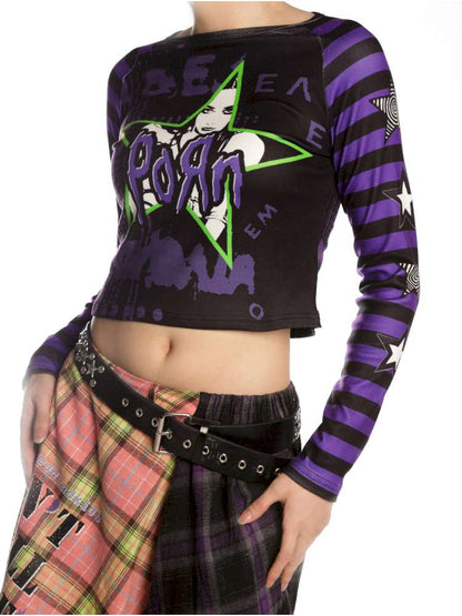 Sweet Cool Y2K Subculture Print Short Top【s0000014907】