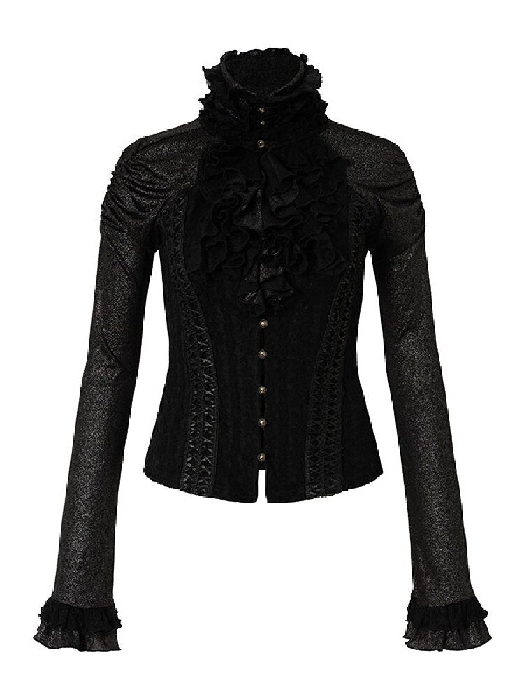 Ruffle Lace Long Sleeve Top【s0000019154】