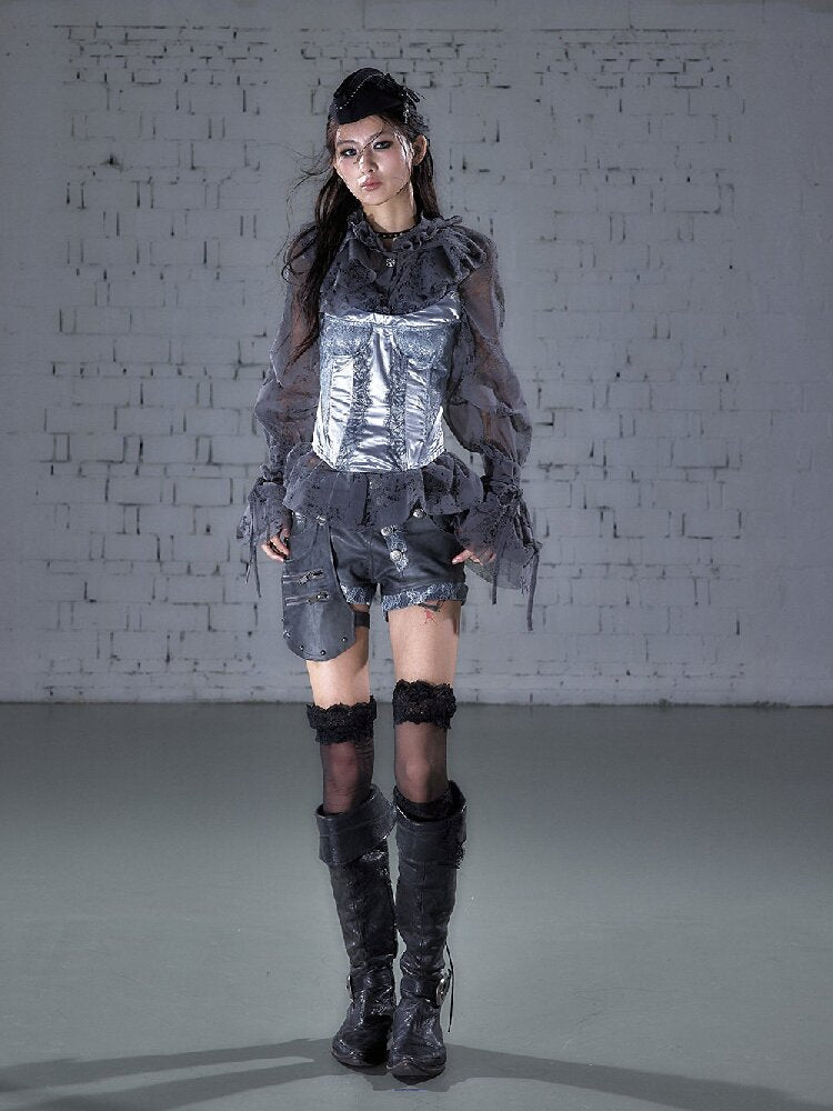 Lace Satin Fake Two Corset【s0000015936】