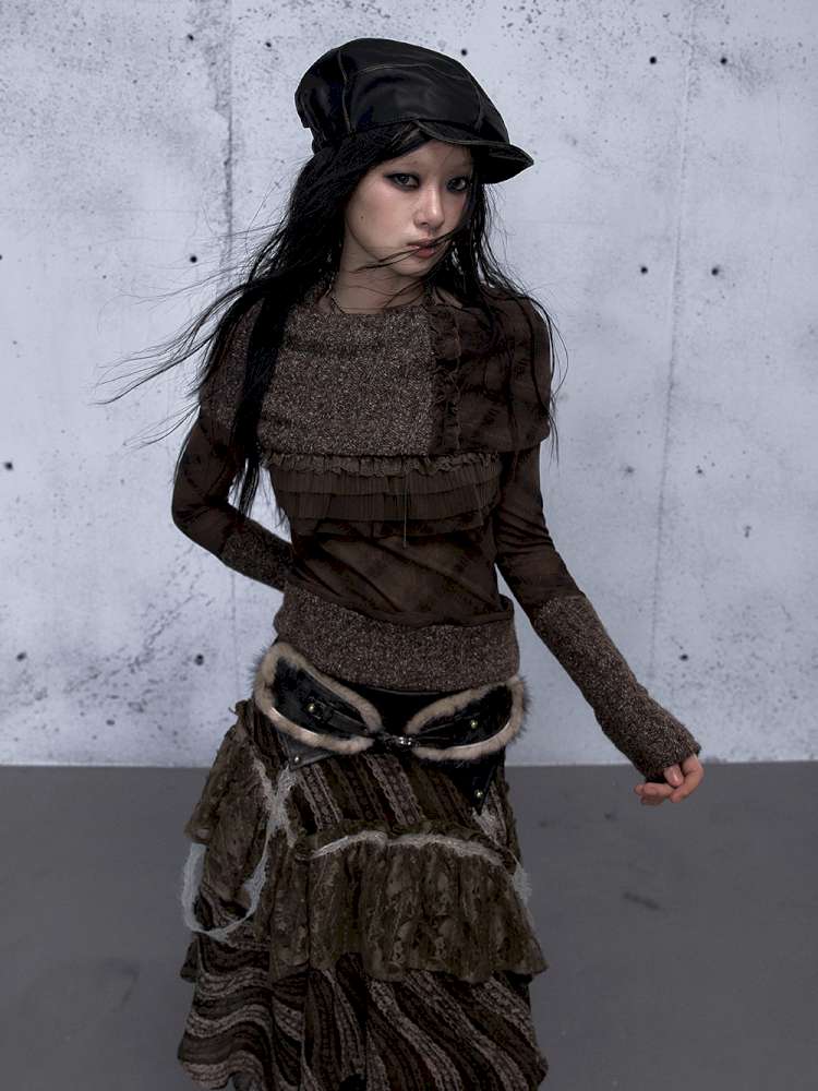 Vintage Punk Scarf Wool Knit Layer【s0000014923】