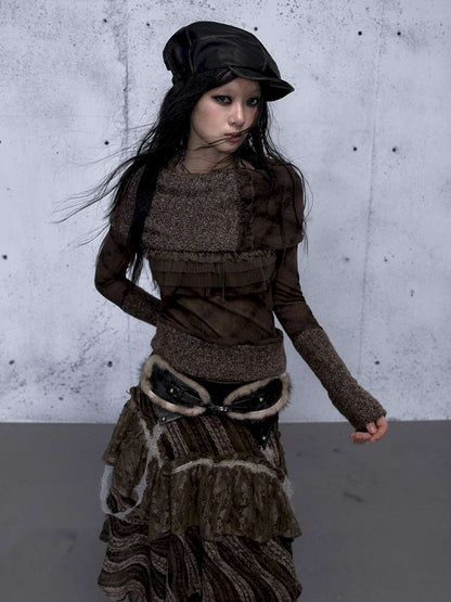 Vintage Punk Scarf Wool Knit Layer【s0000014923】