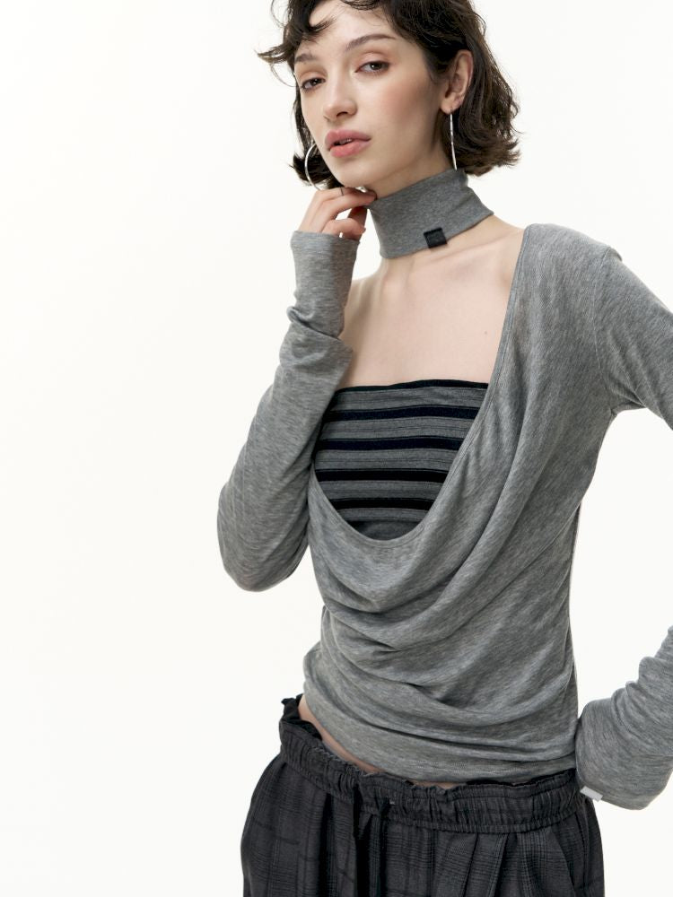 Striped bustier short skirt suit【s0000013740】