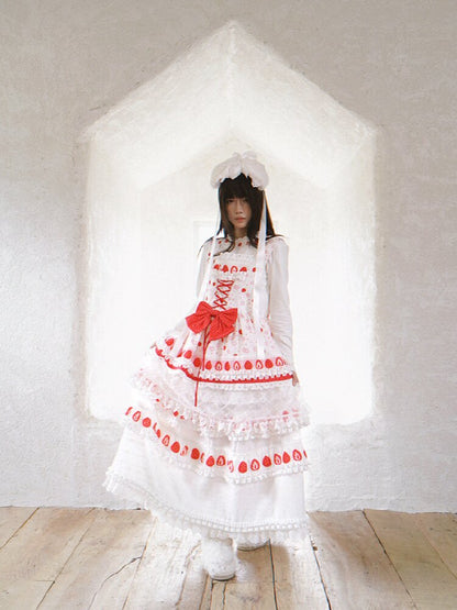 Cake Print Cut-Out Lace Bow Skirt【s0000018542】