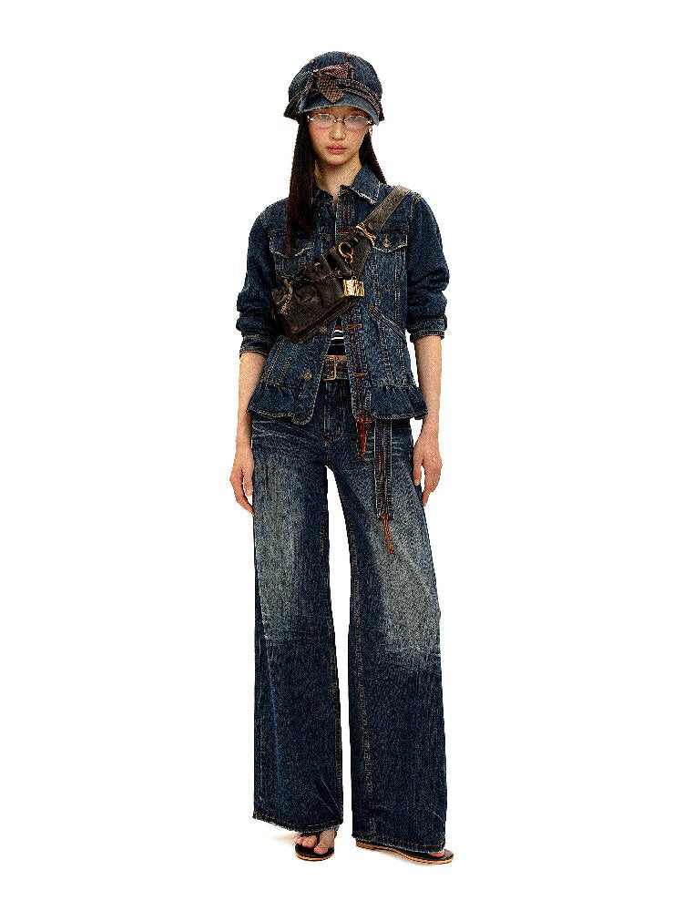 Vintage Denim Fringe Jacket Skirt【s0000016091】