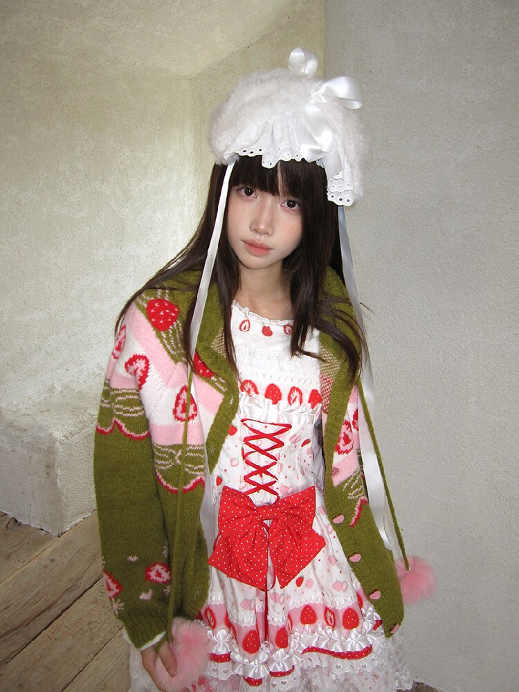 Strawberry Matcha Fair Isle Cardigan【s0000018535】