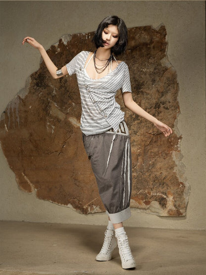 Vintage Punk Irregular Knit T-shirt【s0000016880】
