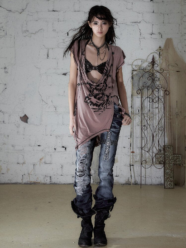 Punk Metallic Bikini Short T-Shirt【s0000016978】