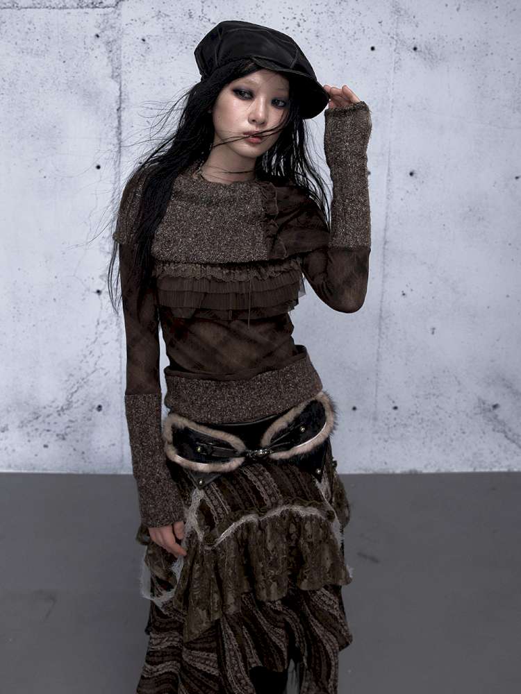 Vintage Punk Scarf Wool Knit Layer【s0000014923】