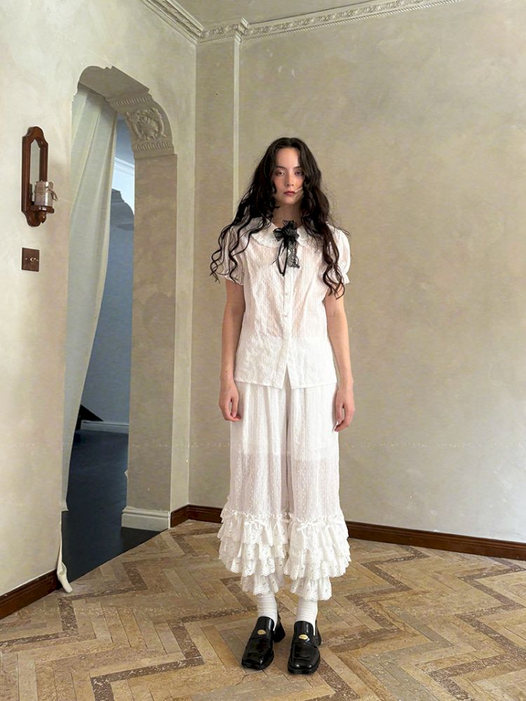 Cute bubble multi-layered lace bows pants【s0000012765】