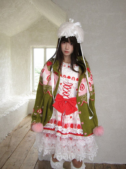 Strawberry Matcha Fair Isle Cardigan【s0000018535】