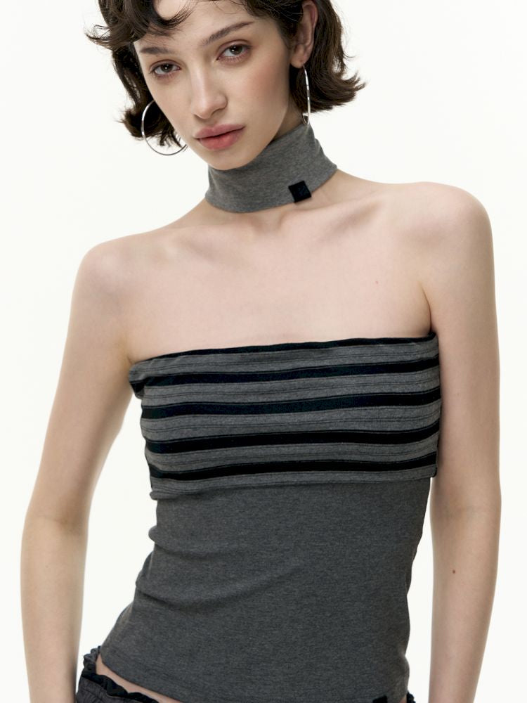 Striped bustier short skirt suit【s0000013740】