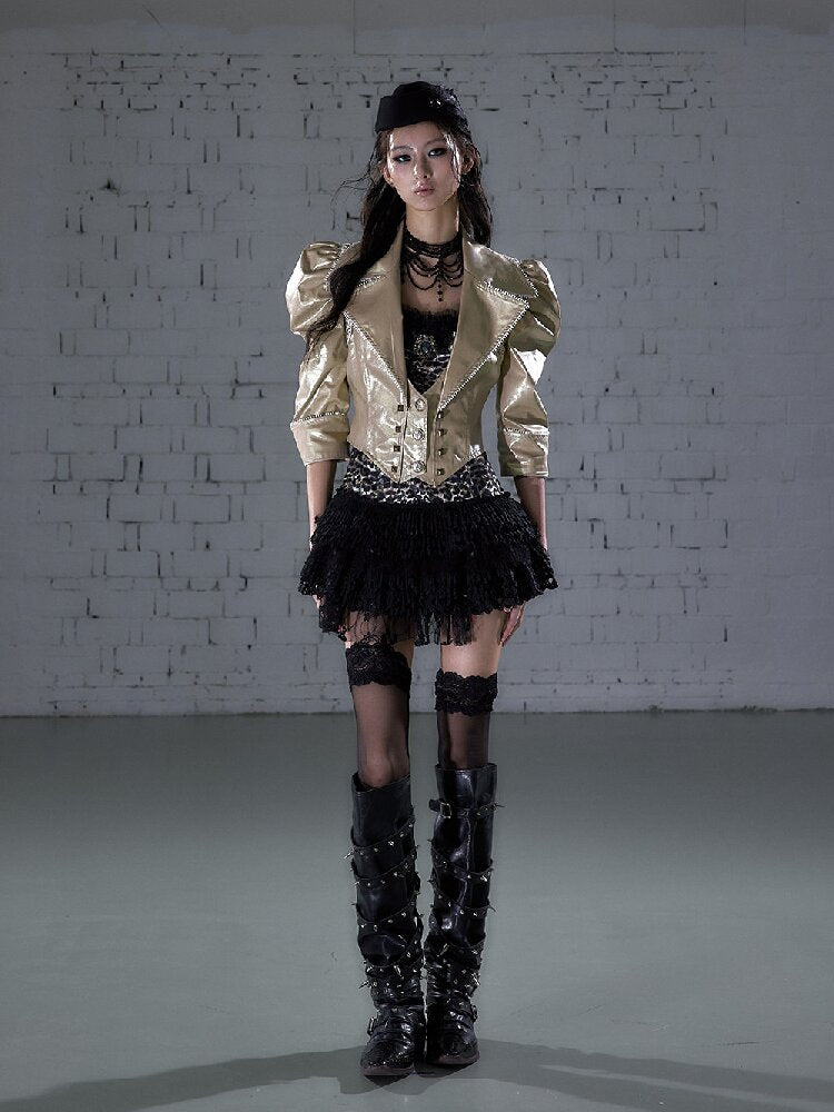 Rock Punk Large Lapel Leather Jacket【s0000015937】