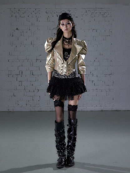 Rock Punk Large Lapel Leather Jacket【s0000015937】