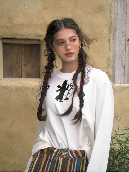 Forest Elf Print Long Sleeve T-Shirt【s0000014898】