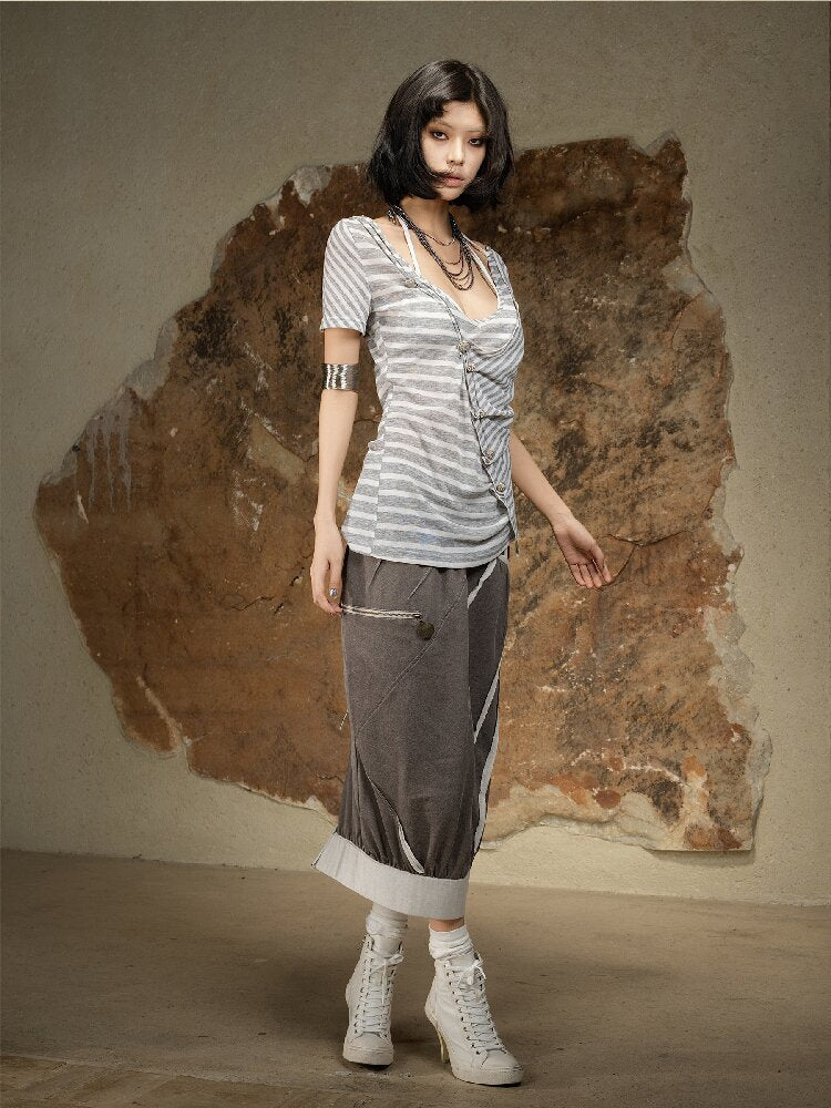 Vintage Punk Irregular Knit T-shirt【s0000016880】