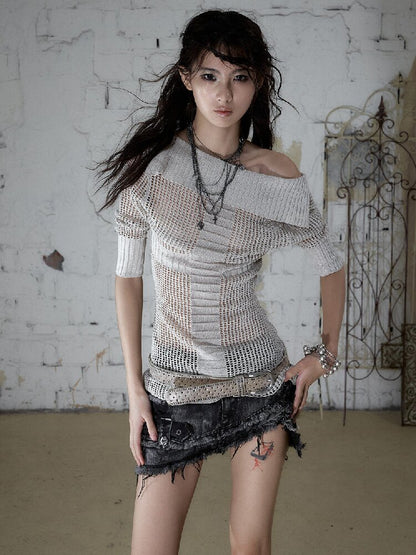Hollow Star Mid Sleeve Knit Sweater【s0000016994】