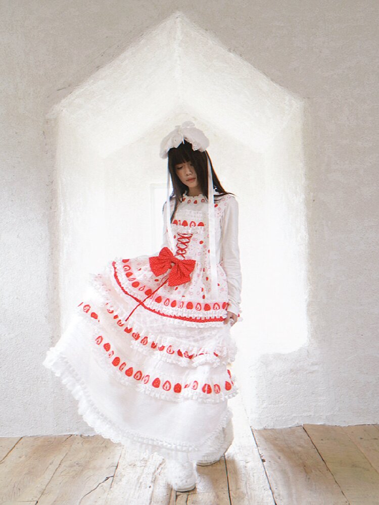 Cake Print Cut-Out Lace Bow Skirt【s0000018542】