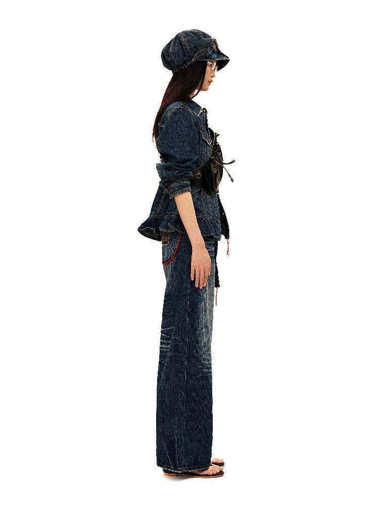 Vintage Denim Fringe Jacket Skirt【s0000016091】