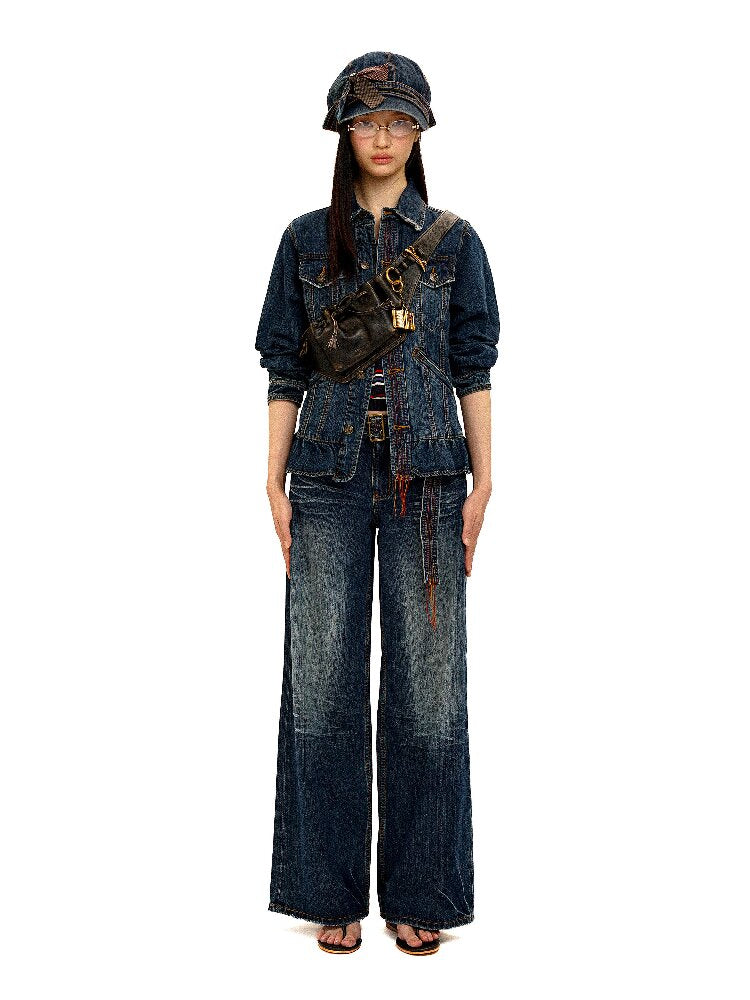 Vintage Denim Fringe Jacket Skirt【s0000016091】