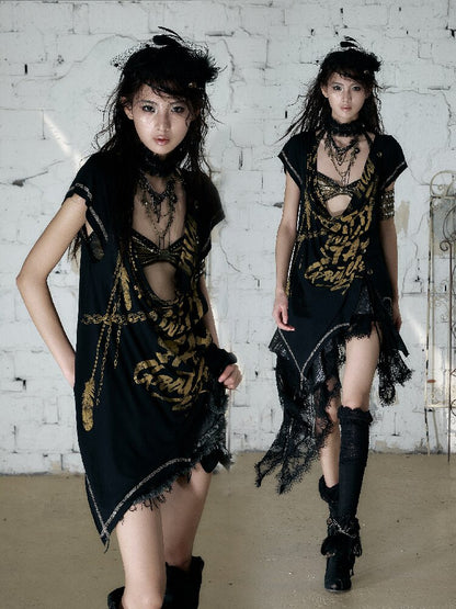 Punk Metallic Bikini Short T-Shirt【s0000016978】