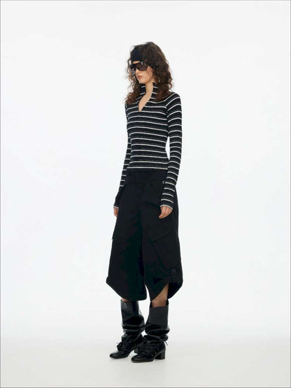 Vintage Striped Slim Knit Top【s0000015059】