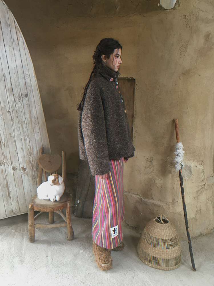 Brown Woolen Loose Button Coat【s0000014896】