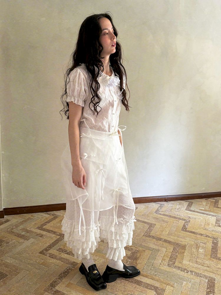 Cute bubble multi-layered lace bows pants【s0000012765】