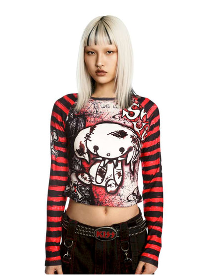 Sweet Cool Y2K Subculture Print Short Top【s0000014907】