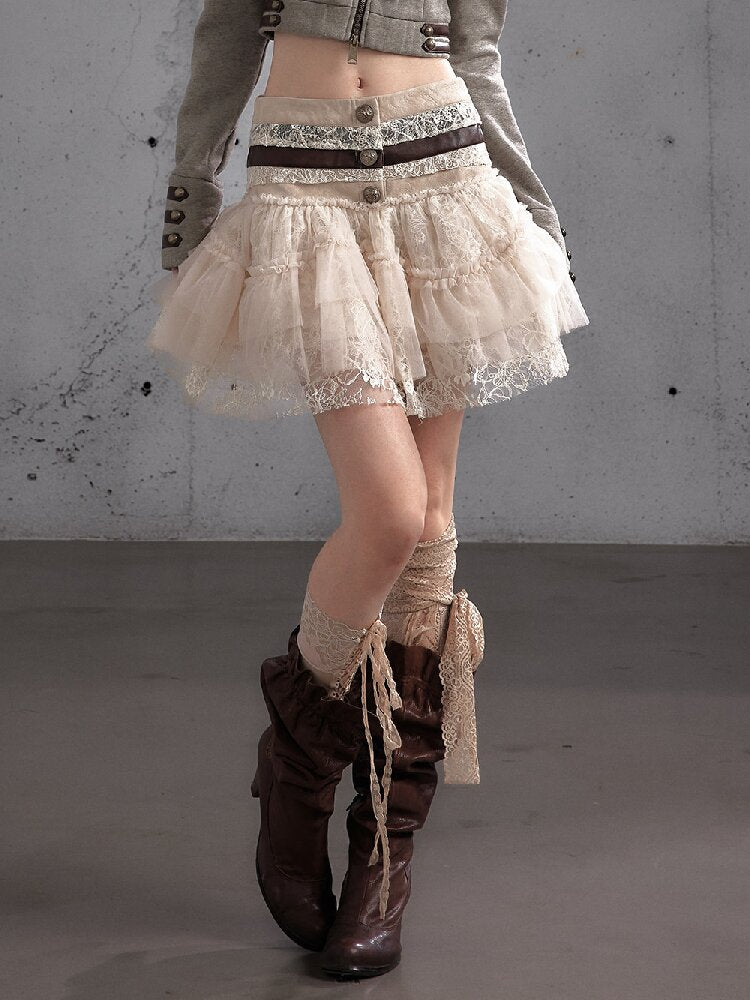 Vintage Layered Mesh Puffy Skirt【s0000019151】